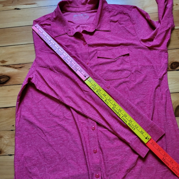 Eddie Bauer Travex Shirt Womens 2XL Button Up Pink Performance Stretch Hike Fish - Picture 10 of 12